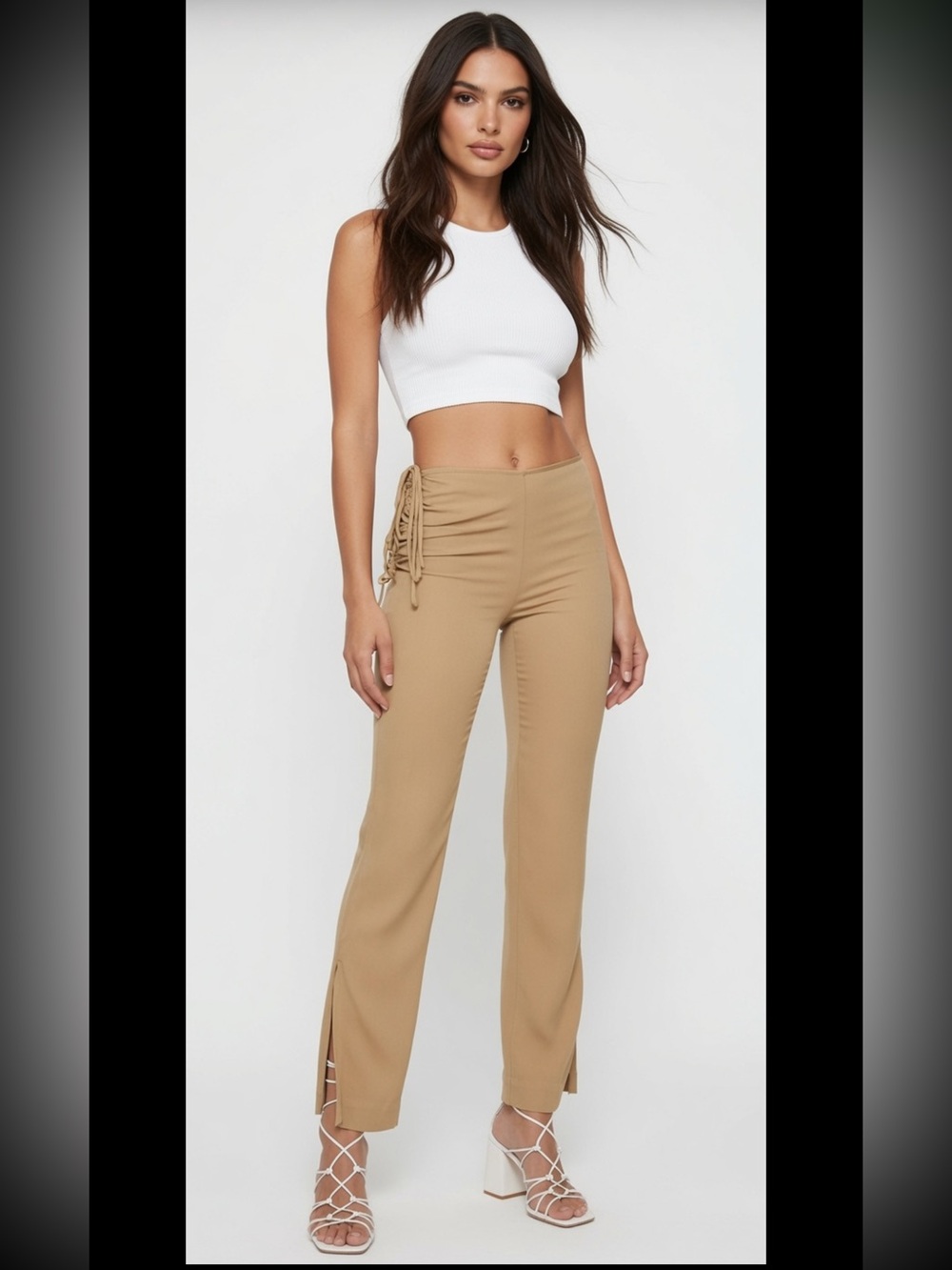 CHRISTOPHER ESBER Bertioa Ruched Slim-Fit Trousers UK8 US4 IT40 S Beige $2192